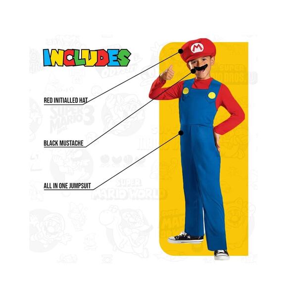 Disguise Nintendo Super Mario Costume L New Mustache not Inc - Picture 2 of 3